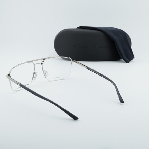 Porsche Design P8398 B Rectangle Eyeglasses 58mm - Palladium Silver/Black - Picture 4 of 11